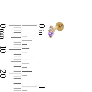 Yellow Ion-Plated Purple and Pink CZ Stud Set - 18G 5/16"