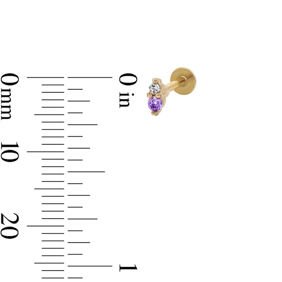 Yellow Ion-Plated Purple and Pink CZ Stud Set - 18G 5/16"