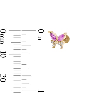 Yellow Ion-Plated Purple and Pink CZ Stud Set - 18G 5/16"