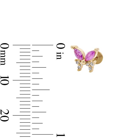 Yellow Ion-Plated Purple and Pink CZ Stud Set - 18G 5/16"
