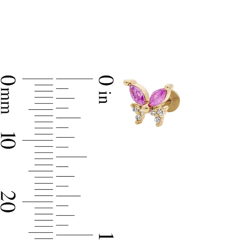 Main Image 4 of Yellow Ion-Plated Purple and Pink CZ Stud Set - 18G 5/16"