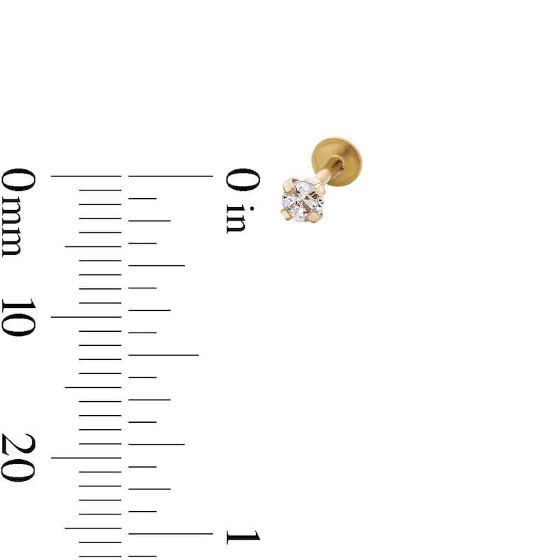 Main Image 2 of Yellow Ion-Plated CZ Solitaire, Flower, and Butterfly Stud Set - 18G 5/16"