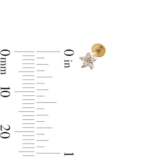 Yellow Ion-Plated CZ Solitaire, Flower, and Butterfly Stud Set - 18G 5/16"