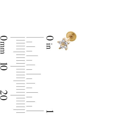 Yellow Ion-Plated CZ Solitaire, Flower, and Butterfly Stud Set - 18G 5/16"