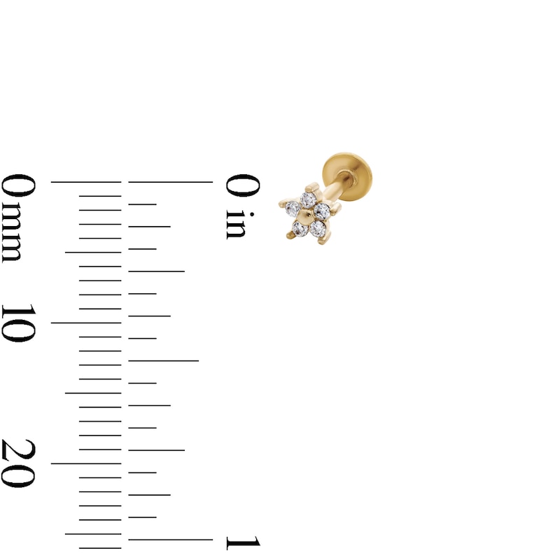 Main Image 3 of Yellow Ion-Plated CZ Solitaire, Flower, and Butterfly Stud Set - 18G 5/16"