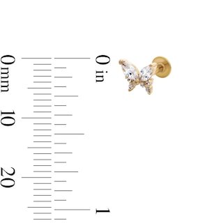 Yellow Ion-Plated CZ Solitaire, Flower, and Butterfly Stud Set - 18G 5/16"