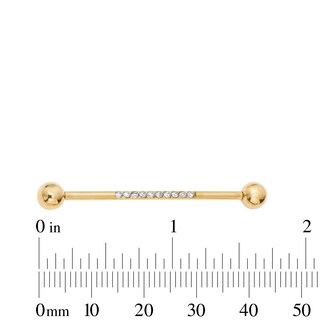 Yellow Ion-Plated CZ Strip Industrial Barbell - 14G 1 1/2"