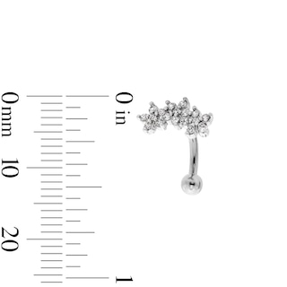 Semi-Solid Stainless Steel CZ Flower Trio Curved Barbell - 16G 3/8"