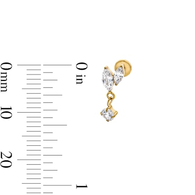 Yellow Ion-Plated Stud, Dangle Stud, and Hoop Set - 18G 5/16"