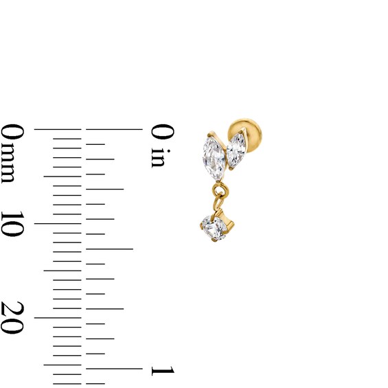 Yellow Ion-Plated Stud, Dangle Stud, and Hoop Set - 18G 5/16"