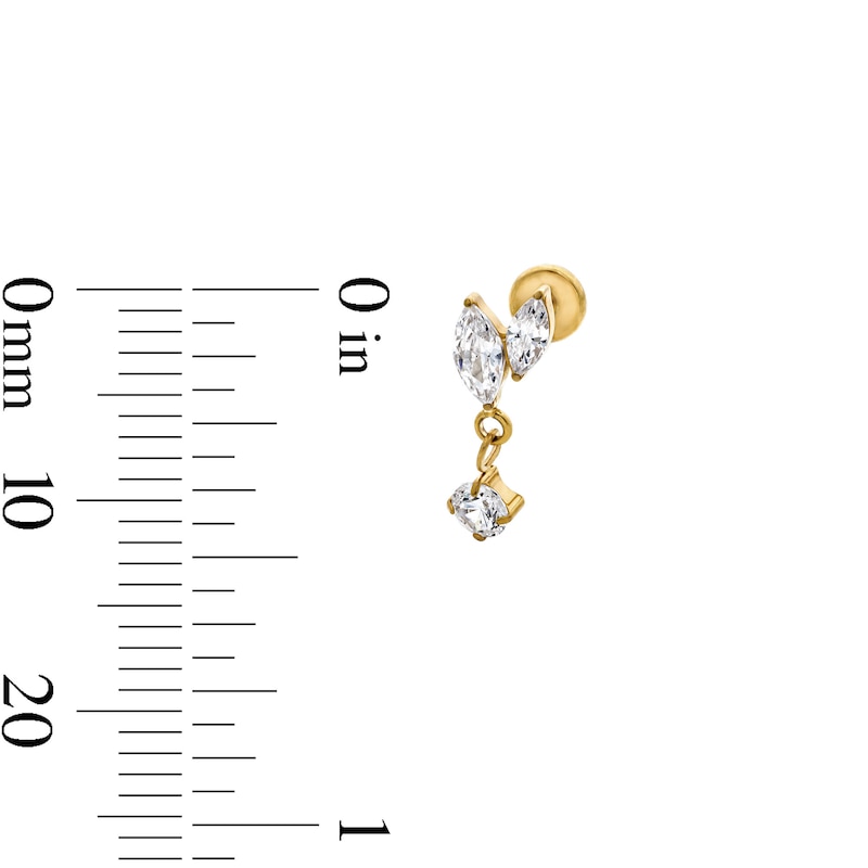 Main Image 3 of Yellow Ion-Plated Stud, Dangle Stud, and Hoop Set - 18G 5/16"