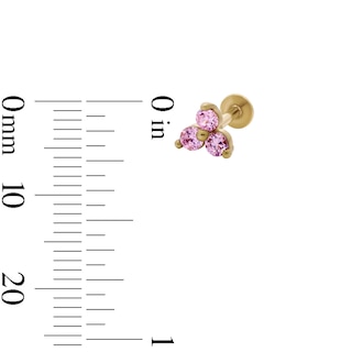 Yellow Ion-Plated Pink CZ Stud Set - 18G 5/16"