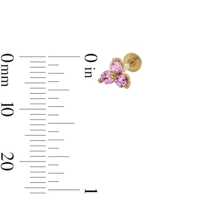 Yellow Ion-Plated Pink CZ Stud Set - 18G 5/16"