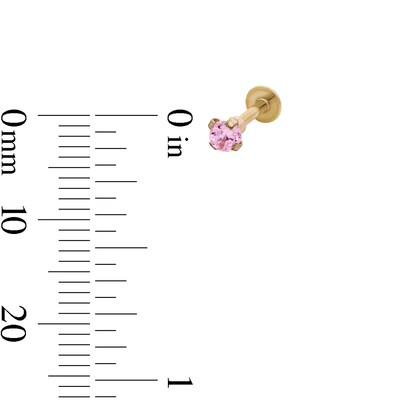 Yellow Ion-Plated Pink CZ Stud Set - 18G 5/16"