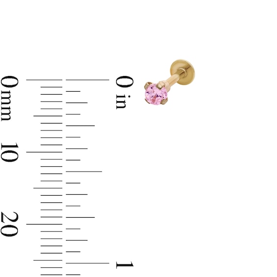 Yellow Ion-Plated Pink CZ Stud Set - 18G 5/16"