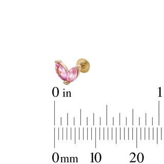 Yellow Ion-Plated Pink CZ Stud Set - 18G 5/16"