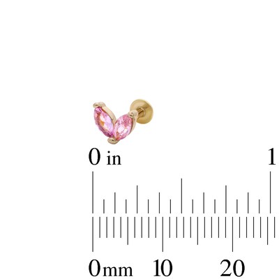 Yellow Ion-Plated Pink CZ Stud Set - 18G 5/16"
