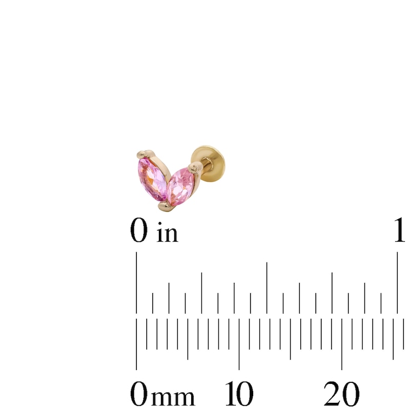 Main Image 4 of Yellow Ion-Plated Pink CZ Stud Set - 18G 5/16"