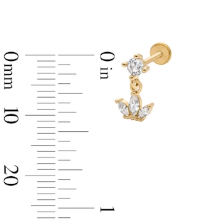 Yellow Ion-Plated CZ Marquise Trio Dangle Stud - 18G 5/16"