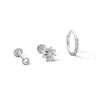 Thumbnail Image 1 of Semi-Solid Stainless Steel CZ Stud, Flower, and Hoop Set - 18G 5/16"