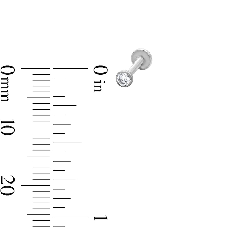 Main Image 2 of Semi-Solid Stainless Steel CZ Stud, Flower, and Hoop Set - 18G 5/16"