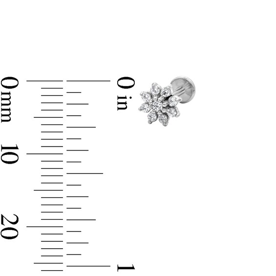 Semi-Solid Stainless Steel CZ Stud, Flower, and Hoop Set - 18G 5/16"