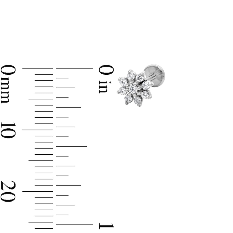 Main Image 3 of Semi-Solid Stainless Steel CZ Stud, Flower, and Hoop Set - 18G 5/16"