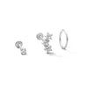 Thumbnail Image 1 of Semi-Solid Stainless Steel CZ Stud, Crawler, and Hoop Set - 18G 5/16"