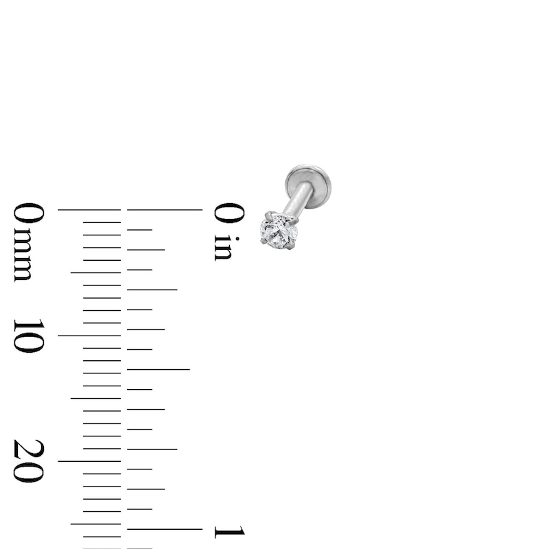 Main Image 2 of Semi-Solid Stainless Steel CZ Stud, Crawler, and Hoop Set - 18G 5/16"