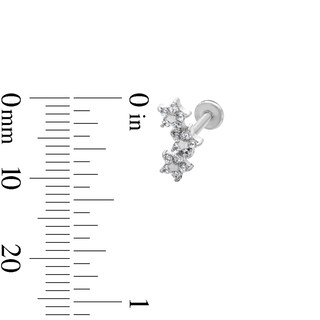 Semi-Solid Stainless Steel CZ Stud, Crawler, and Hoop Set - 18G 5/16"