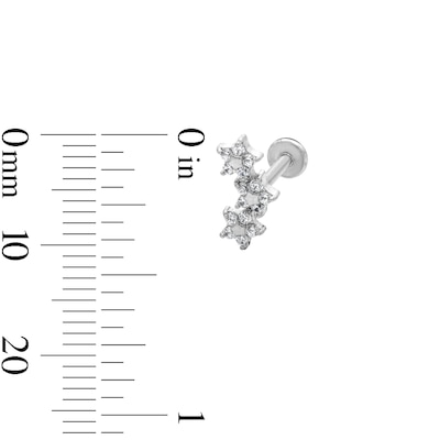 Semi-Solid Stainless Steel CZ Stud, Crawler, and Hoop Set - 18G 5/16"