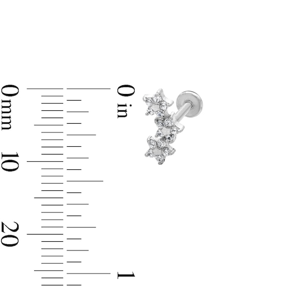 Semi-Solid Stainless Steel CZ Stud, Crawler, and Hoop Set - 18G 5/16"