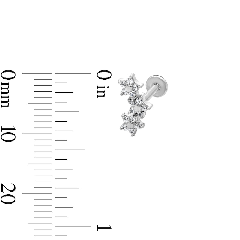 Main Image 3 of Semi-Solid Stainless Steel CZ Stud, Crawler, and Hoop Set - 18G 5/16"