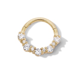 Yellow Ion-Plated Round CZ Clicker Hoop - 16G 3/8"