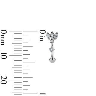 Semi-Solid Titanium CZ Marquise Dangle Curved Barbell - 16G 5/16"