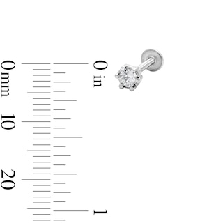 Semi-Solid Stainless Steel CZ Stud, Heart, and Hoop Set - 18G 5/16"