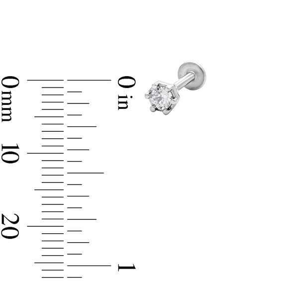 Semi-Solid Stainless Steel CZ Stud, Heart, and Hoop Set - 18G 5/16"