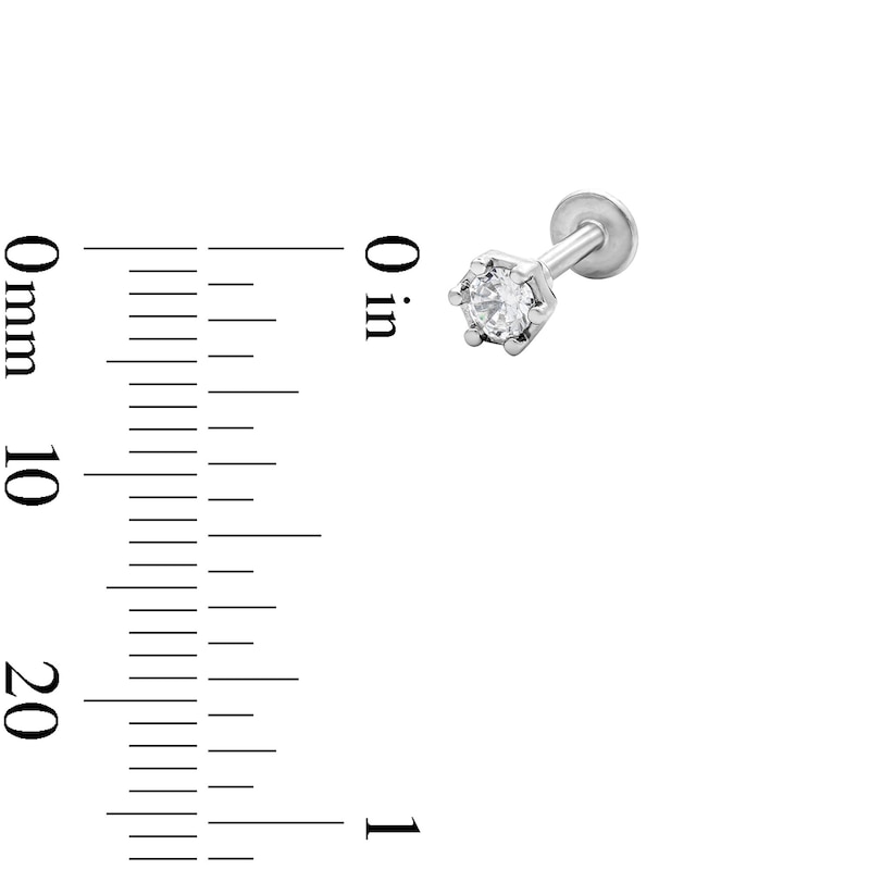 Main Image 2 of Semi-Solid Stainless Steel CZ Stud, Heart, and Hoop Set - 18G 5/16"