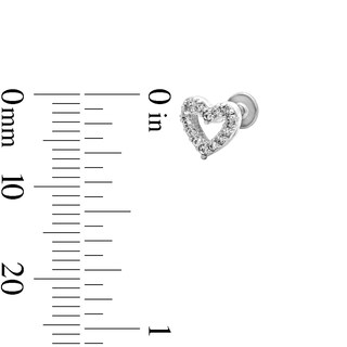 Semi-Solid Stainless Steel CZ Stud, Heart, and Hoop Set - 18G 5/16"