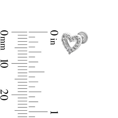 Semi-Solid Stainless Steel CZ Stud, Heart, and Hoop Set - 18G 5/16"