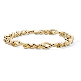 10K Gold Bonded 9.5mm Twisted Figaro Chain Bracelet - 8.5"