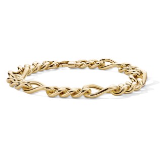 10K Gold Bonded 9.5mm Twisted Figaro Chain Bracelet - 8.5"