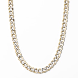 10K Gold Bonded 6.5mm Diamond-Cut Pave Two-Tone Curb Chain - 22"
