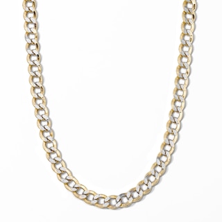 10K Gold Bonded 6.5mm Diamond-Cut Pave Two-Tone Curb Chain - 22"