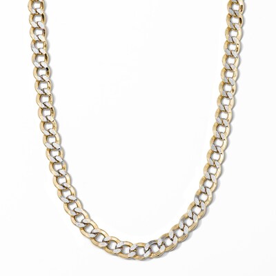 10K Gold Bonded 6.5mm Diamond-Cut Pave Two-Tone Curb Chain - 22"