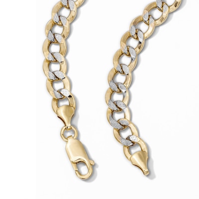10K Gold Bonded 6.5mm Diamond-Cut Pave Two-Tone Curb Chain - 22"