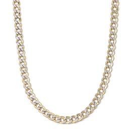 10K Gold Bonded 5.75mm Diamond-Cut Pave Two-Tone Curb Chain - 22"