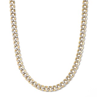 10K Gold Bonded 5.75mm Diamond-Cut Pave Two-Tone Curb Chain - 22"