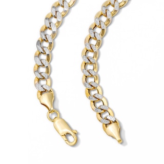 10K Gold Bonded 5.75mm Diamond-Cut Pave Two-Tone Curb Chain - 22"