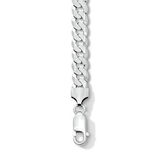 Solid Sterling Silver Diamond-Cut Pave Curb Chain Bracelet - 8.5 in.